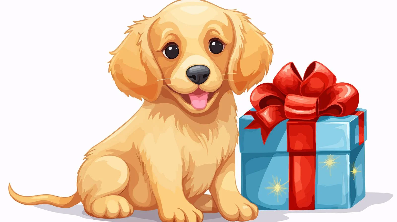 Holiday Dog with Gift Vector Illustration — free download from Dotvec