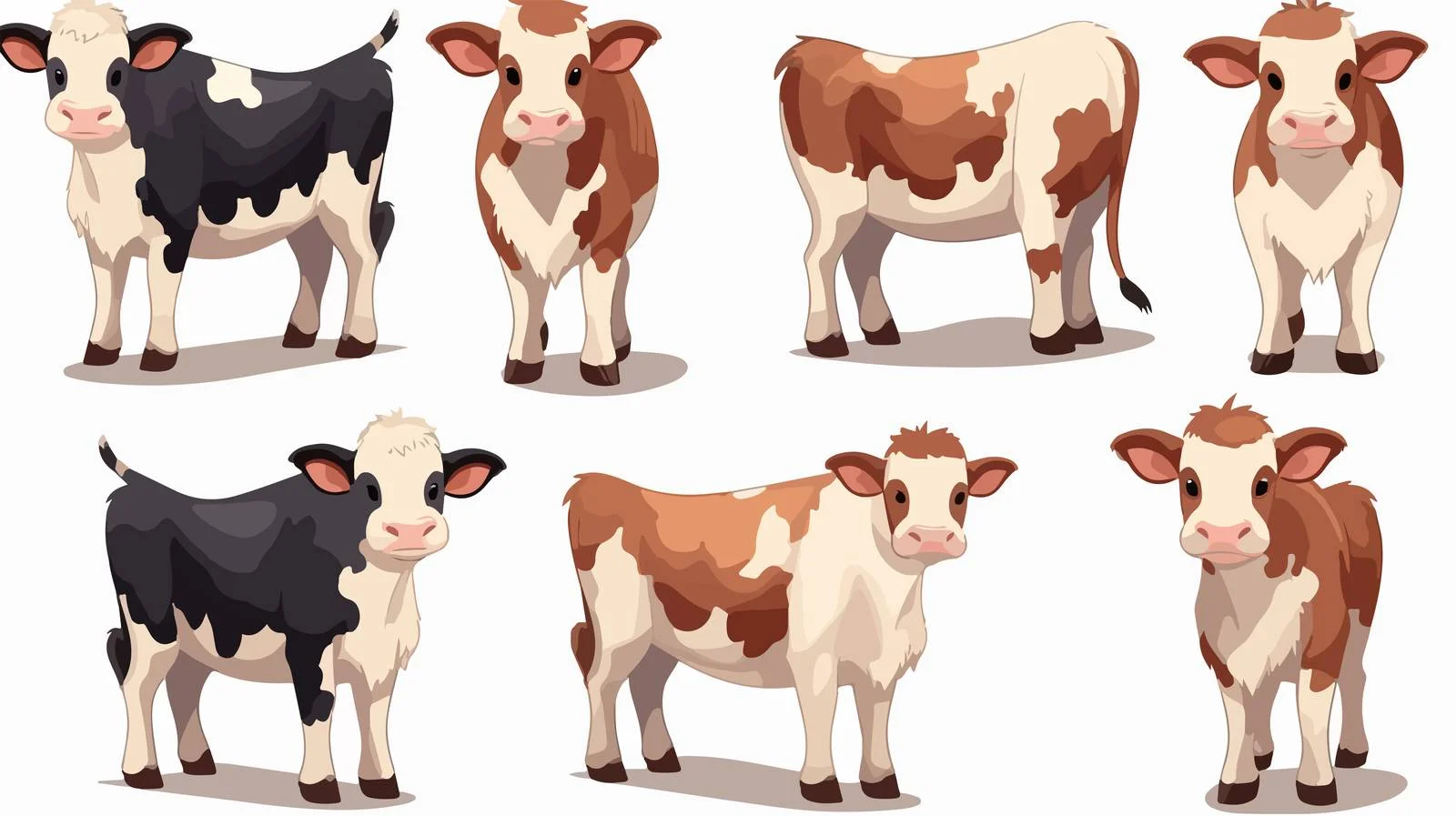 Adorable Cattle Vector Illustration Collection — free download from Dotvec