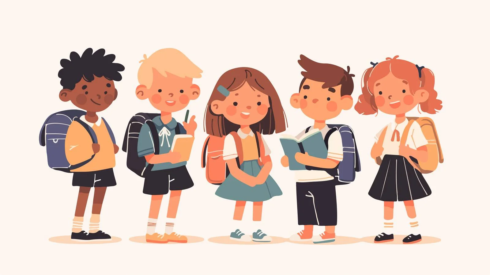 Charming Kids with School Bags Walking — free download from Dotvec
