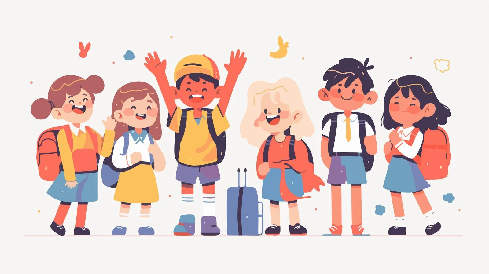 Adorable Kids Heading to Elementary School — free download from Dotvec