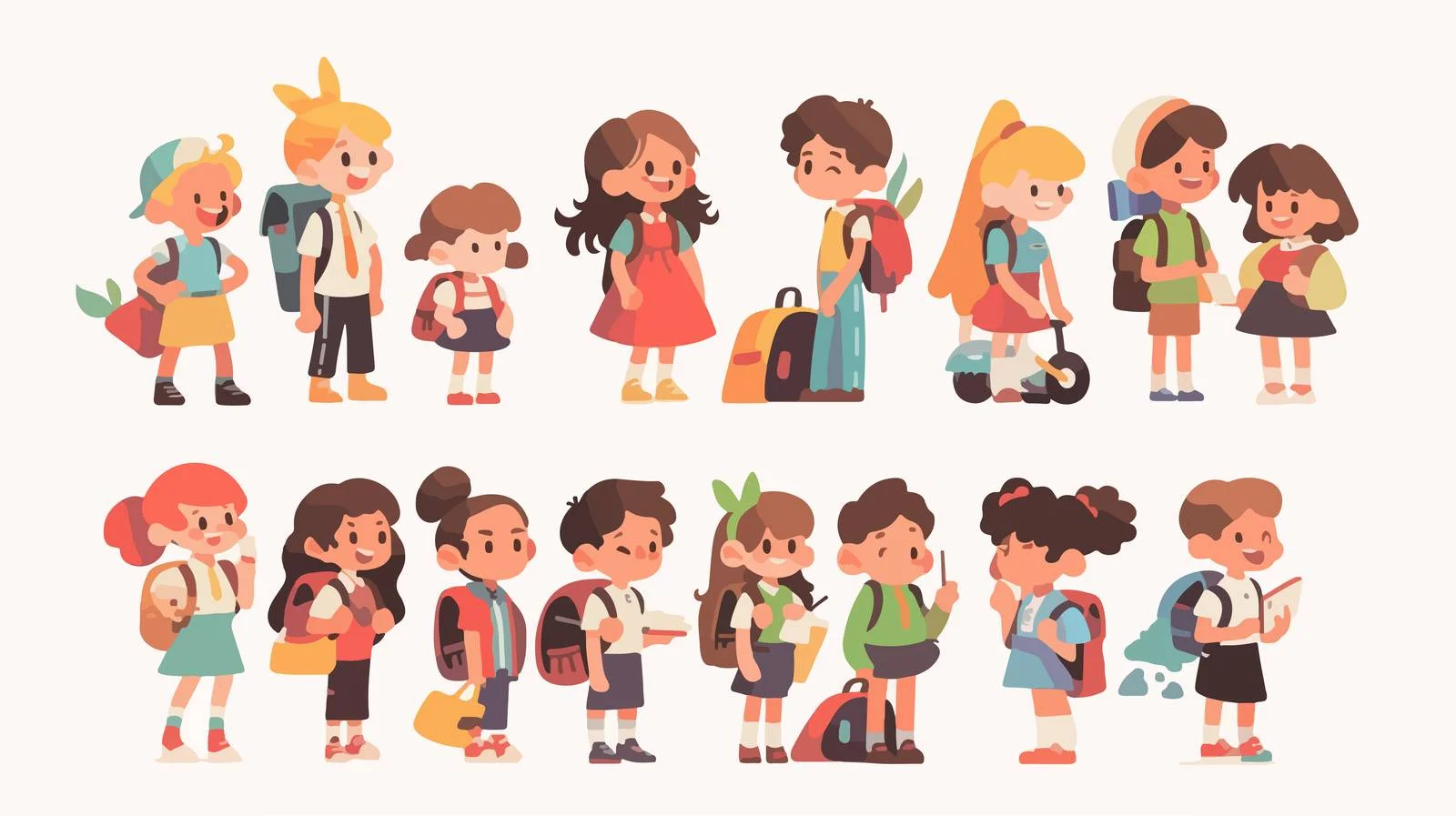 Adorable Kids Heading to Elementary School — free download from Dotvec