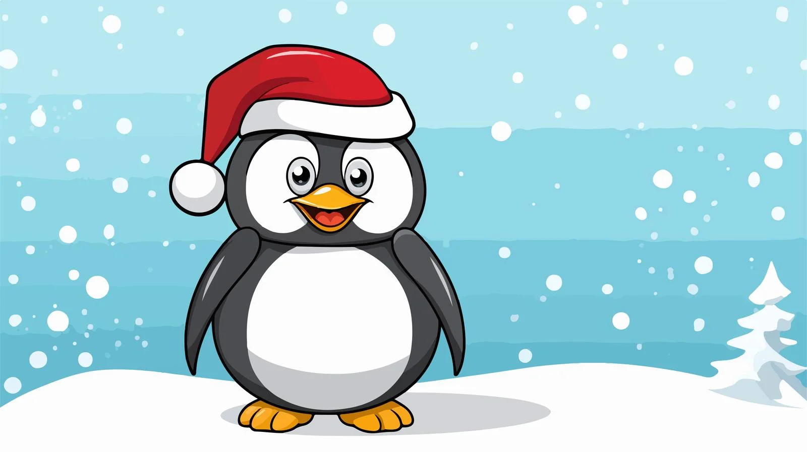Festive Penguin Comic Speech Bubble Illustration — free download from Dotvec