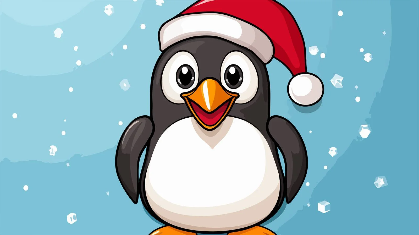 Charming Christmas Penguin with Comic Speech Bubble — free download from Dotvec