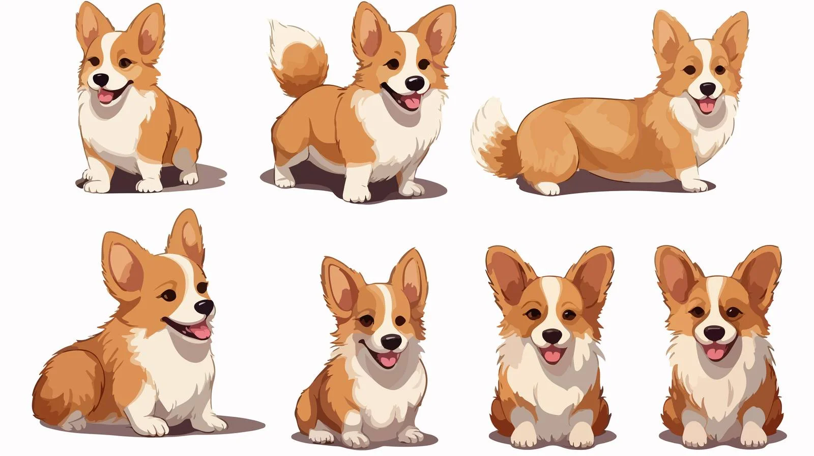 Adorable Corgi Pet Pose Set — free download from Dotvec