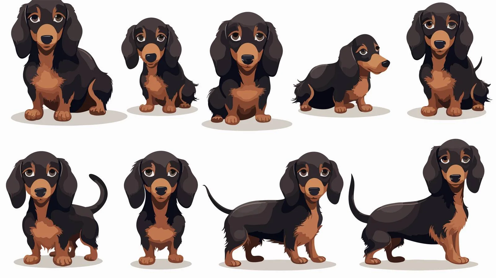 Dachshund Dog Pose Bundle — free download from Dotvec
