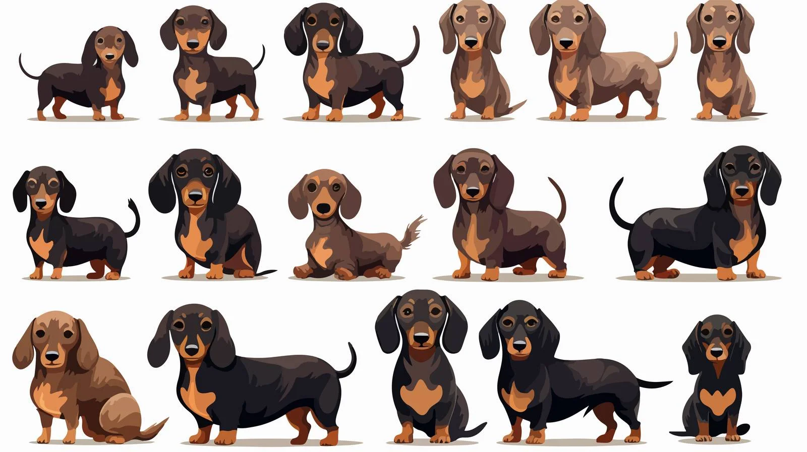 Dachshund Dog Pose Bundle — free download from Dotvec