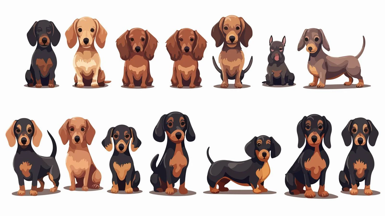 Dachshund Dog Pose Bundle — free download from Dotvec