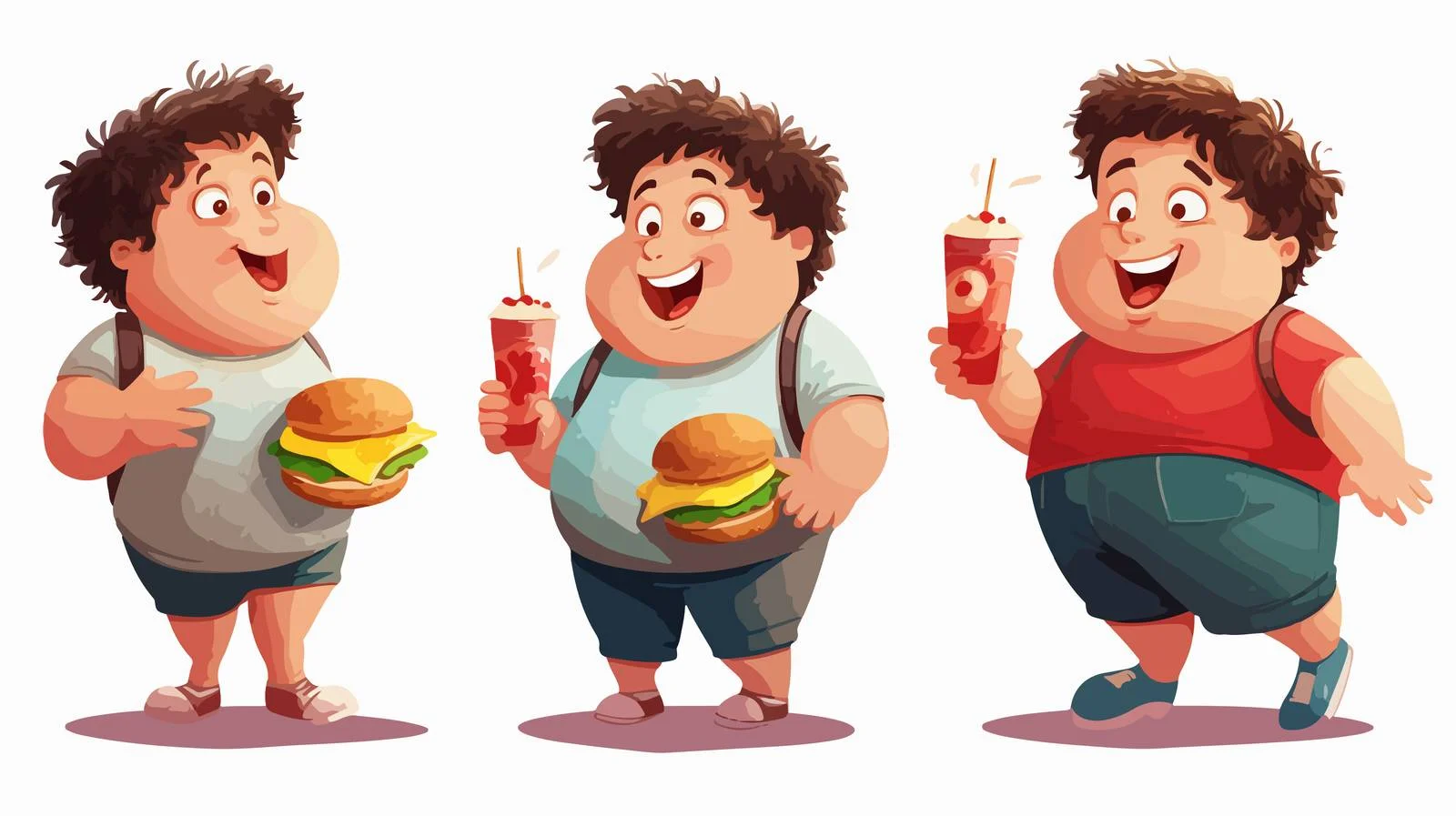 Chubby Kid Rejects Healthy Food Cartoon — free download from Dotvec