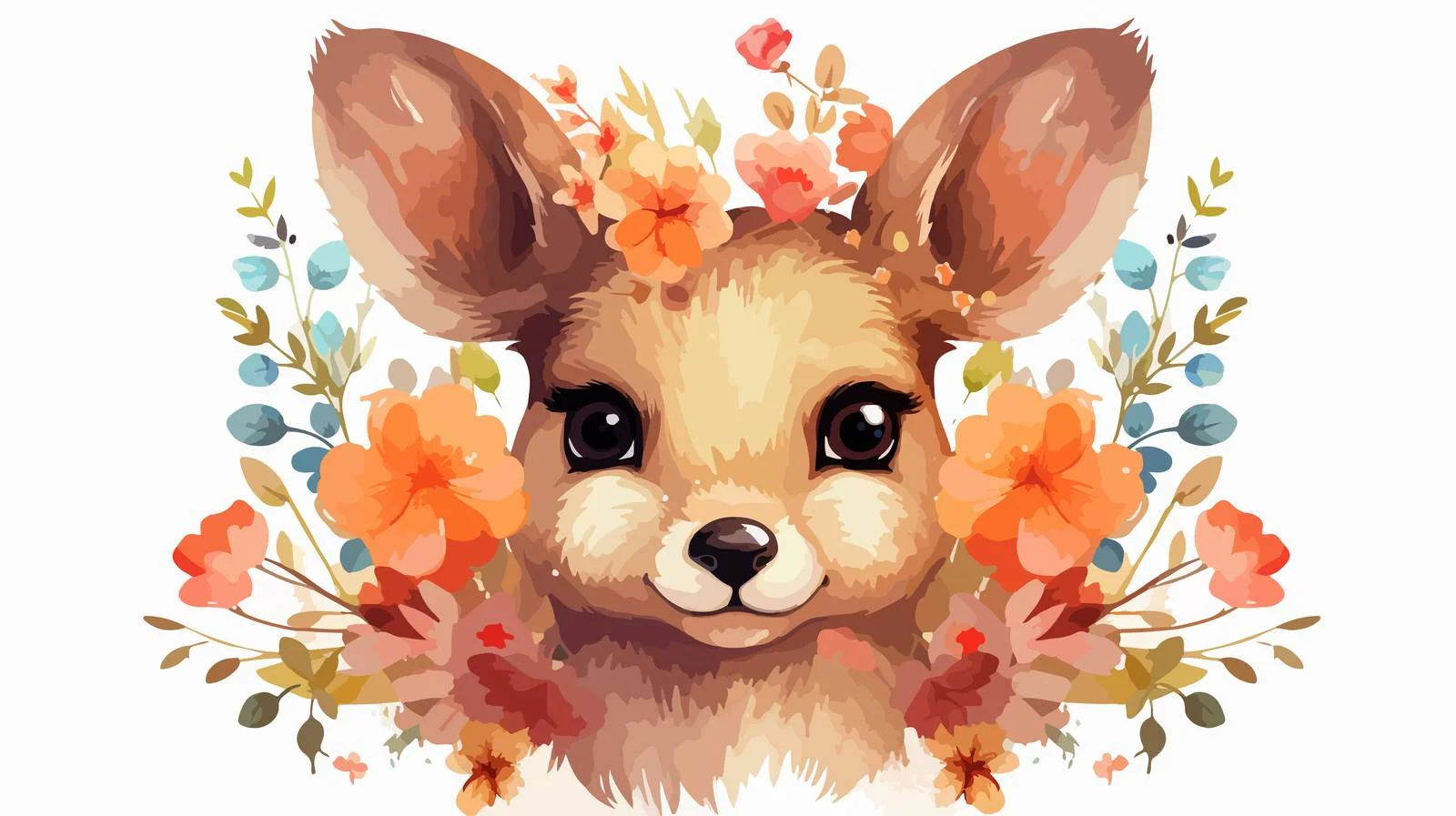 Floral Cartoon Animal Illustration — free download from Dotvec