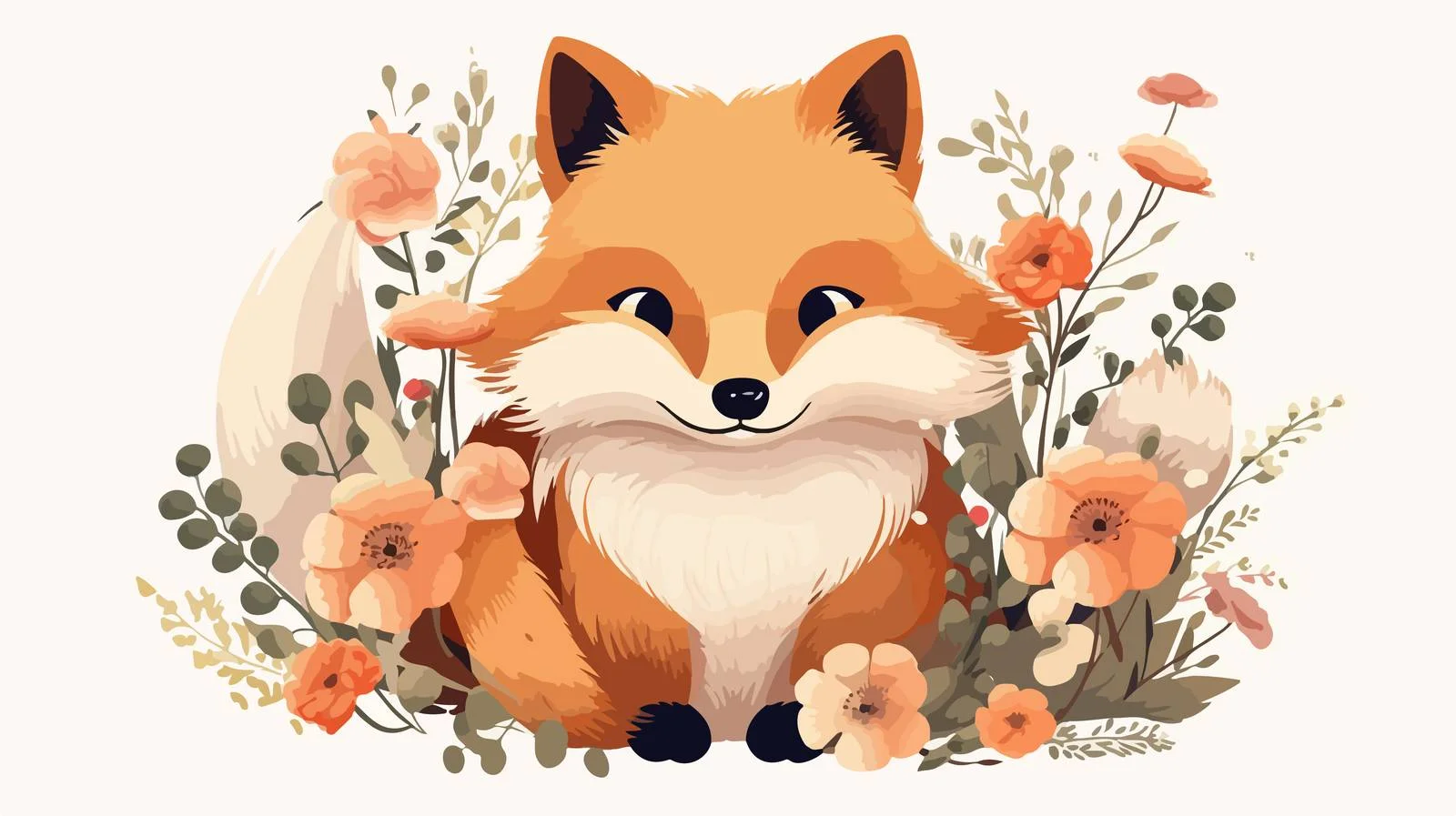 Floral Animal Cartoon Vector Illustration — free download from Dotvec