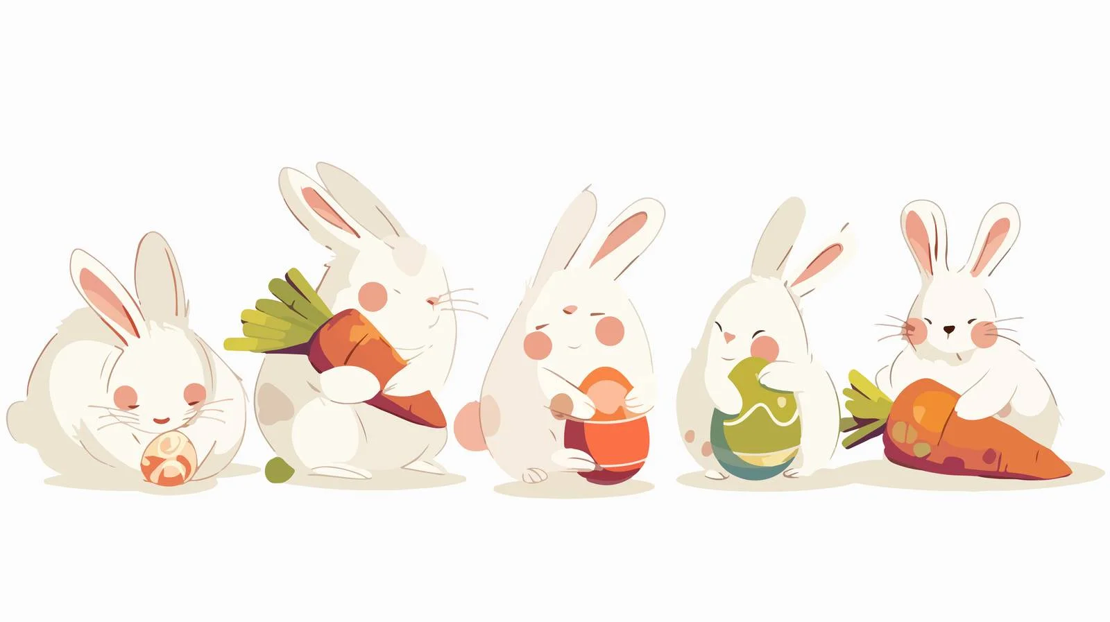 Adorable Easter bunnies on white background — free download from Dotvec