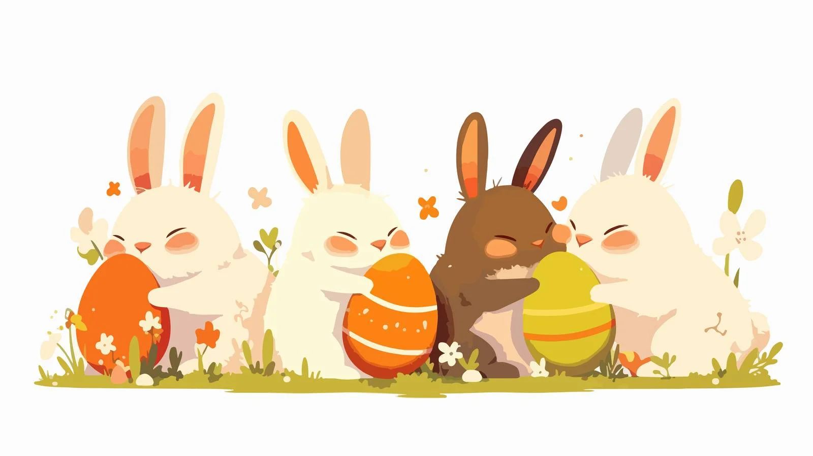 Adorable Funny Easter Bunny Characters on White — free download from Dotvec
