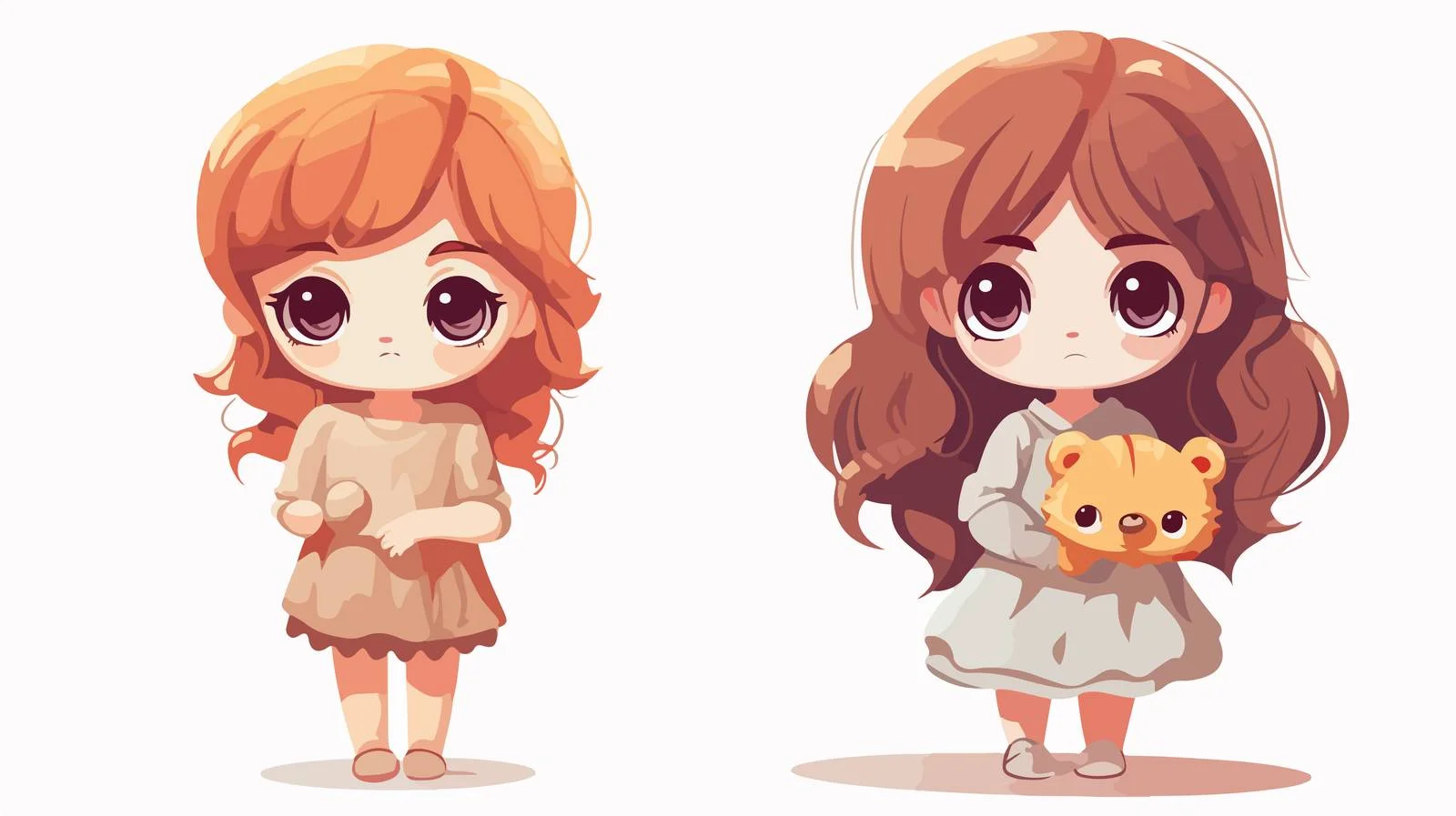 Lonely Girl with Toy Doll Illustration — free download from Dotvec