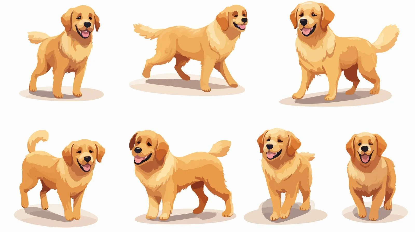 Golden Retriever Dog Poses Collection — free download from Dotvec