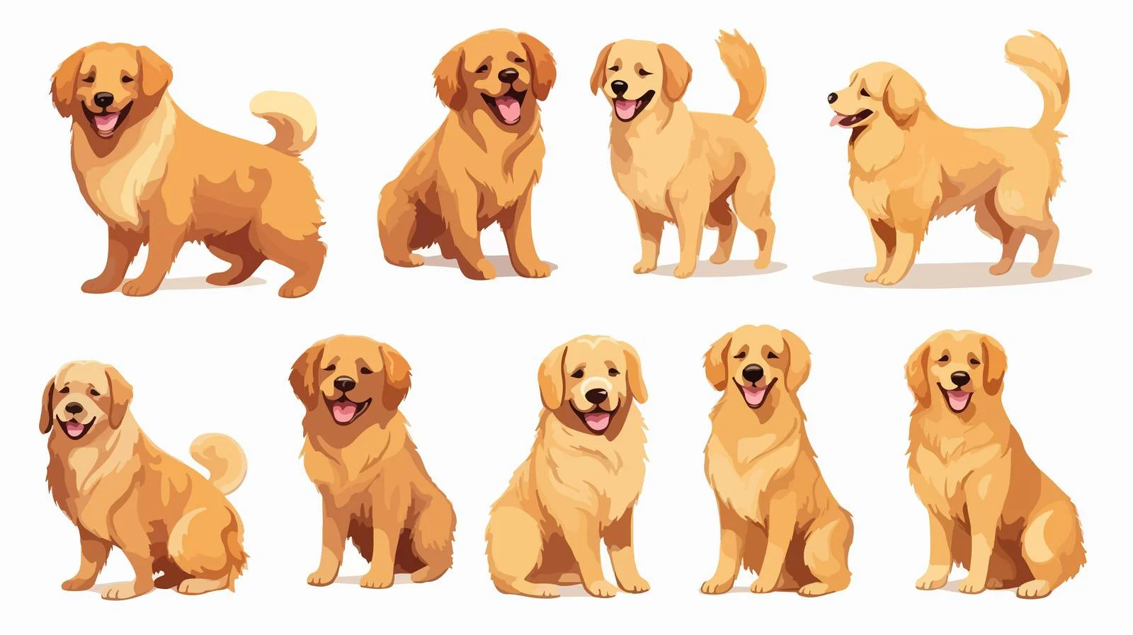 Adorable Golden Retriever Dog Poses — free download from Dotvec