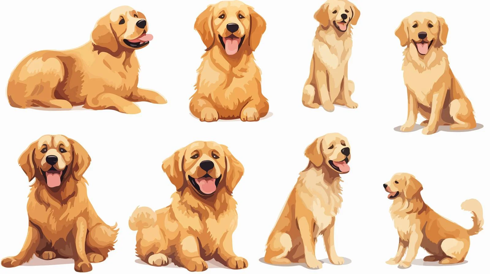 Adorable Golden Retriever with Varied Poses — free download from Dotvec