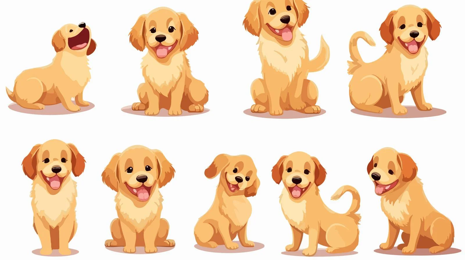 Adorable Golden Retriever Pet Poses — free download from Dotvec