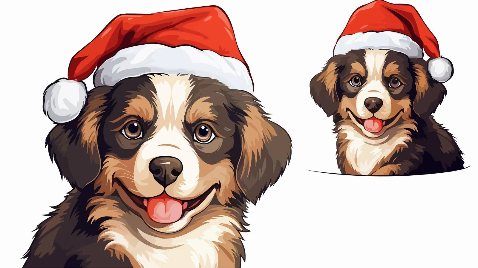 Adorable Dog Cartoon with Santa Hat — free download from Dotvec