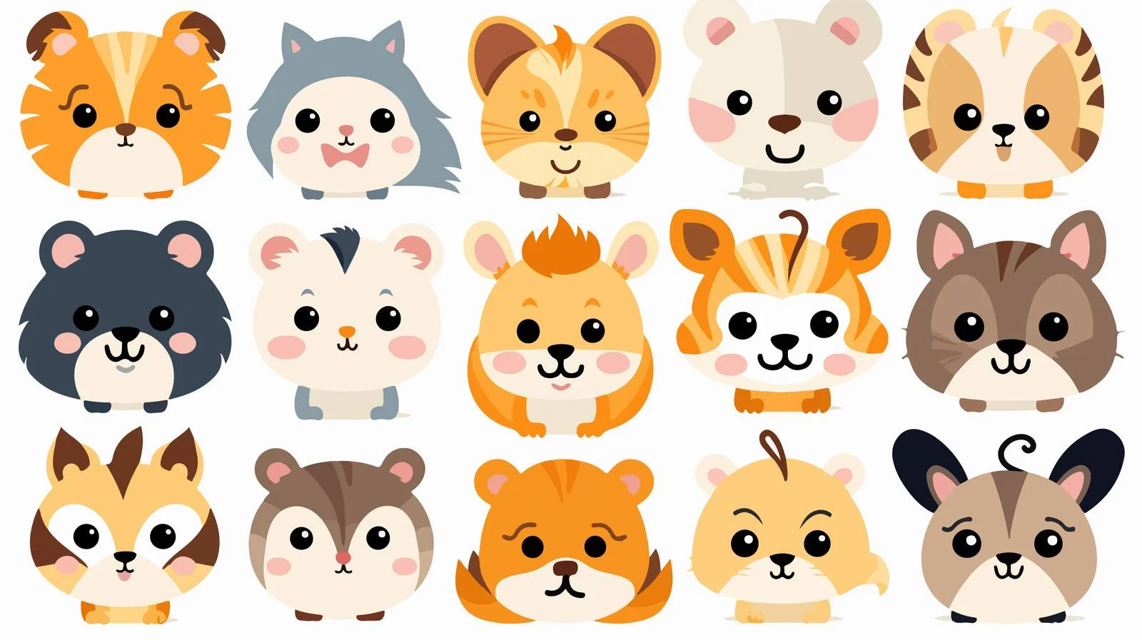 Cheerful Animal Vector Cartoon Illustration Set — free download from Dotvec