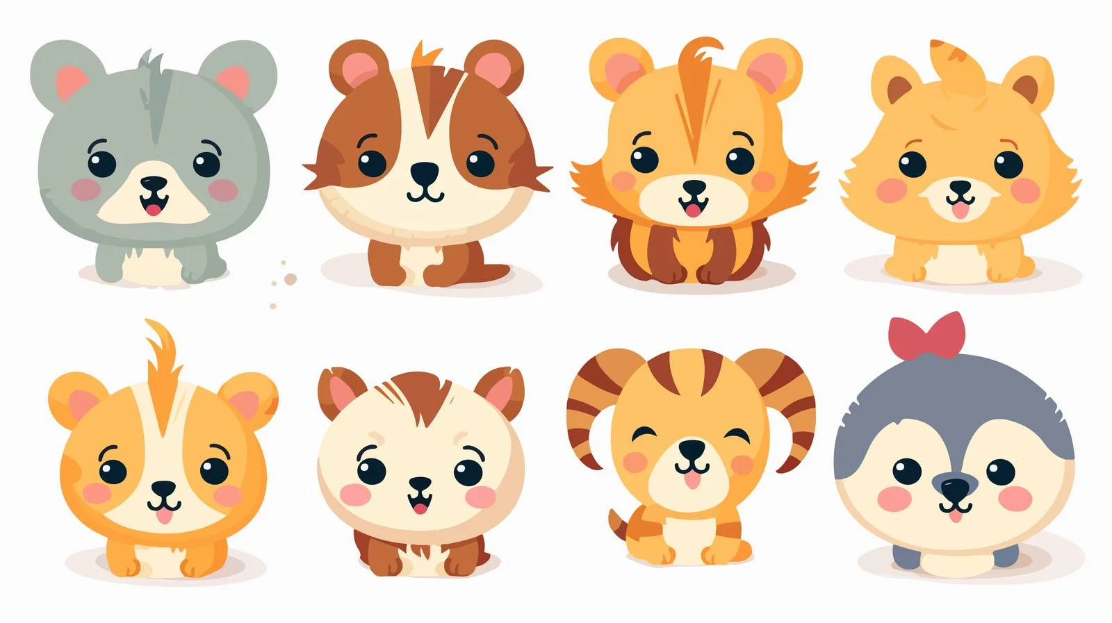 Happy Animal Vector Illustration Cartoon Set — free download from Dotvec