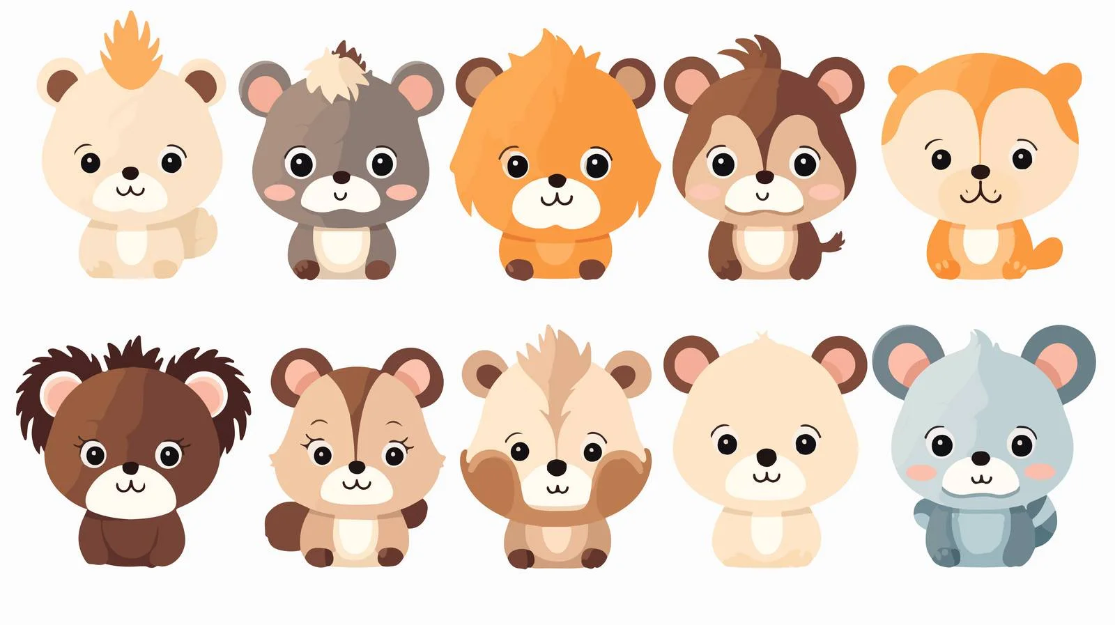 Happy Animal Vector Illustration Set — free download from Dotvec