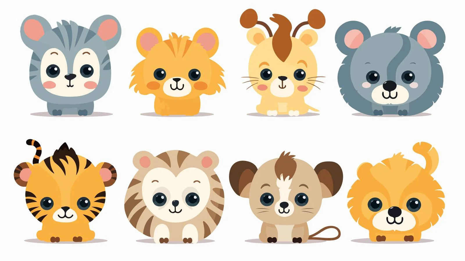 Happy Animal Cartoon Illustration Set — free download from Dotvec