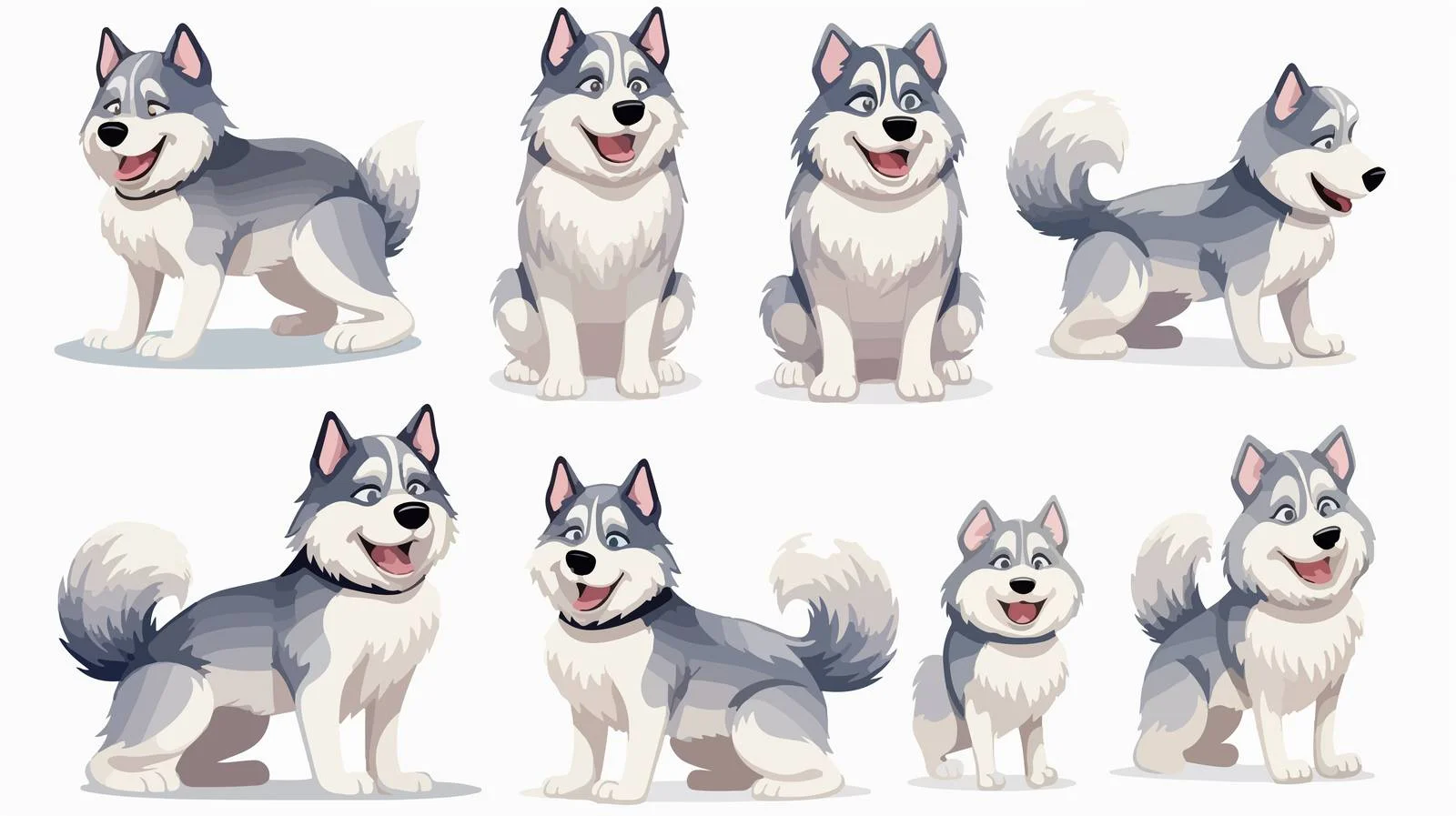 Husky Dog Pose Bundle Set — free download from Dotvec