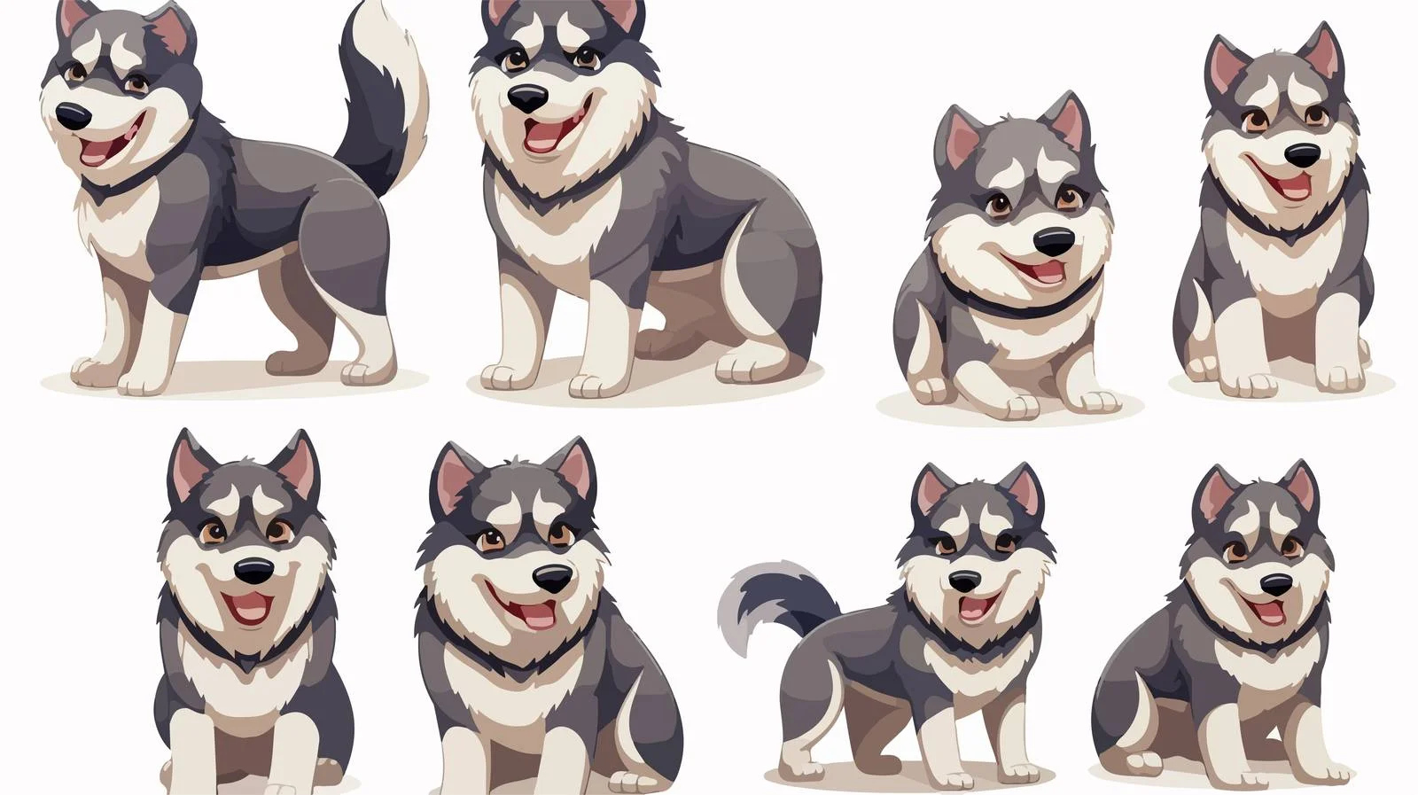 Versatile Husky Dog Pose Collection — free download from Dotvec