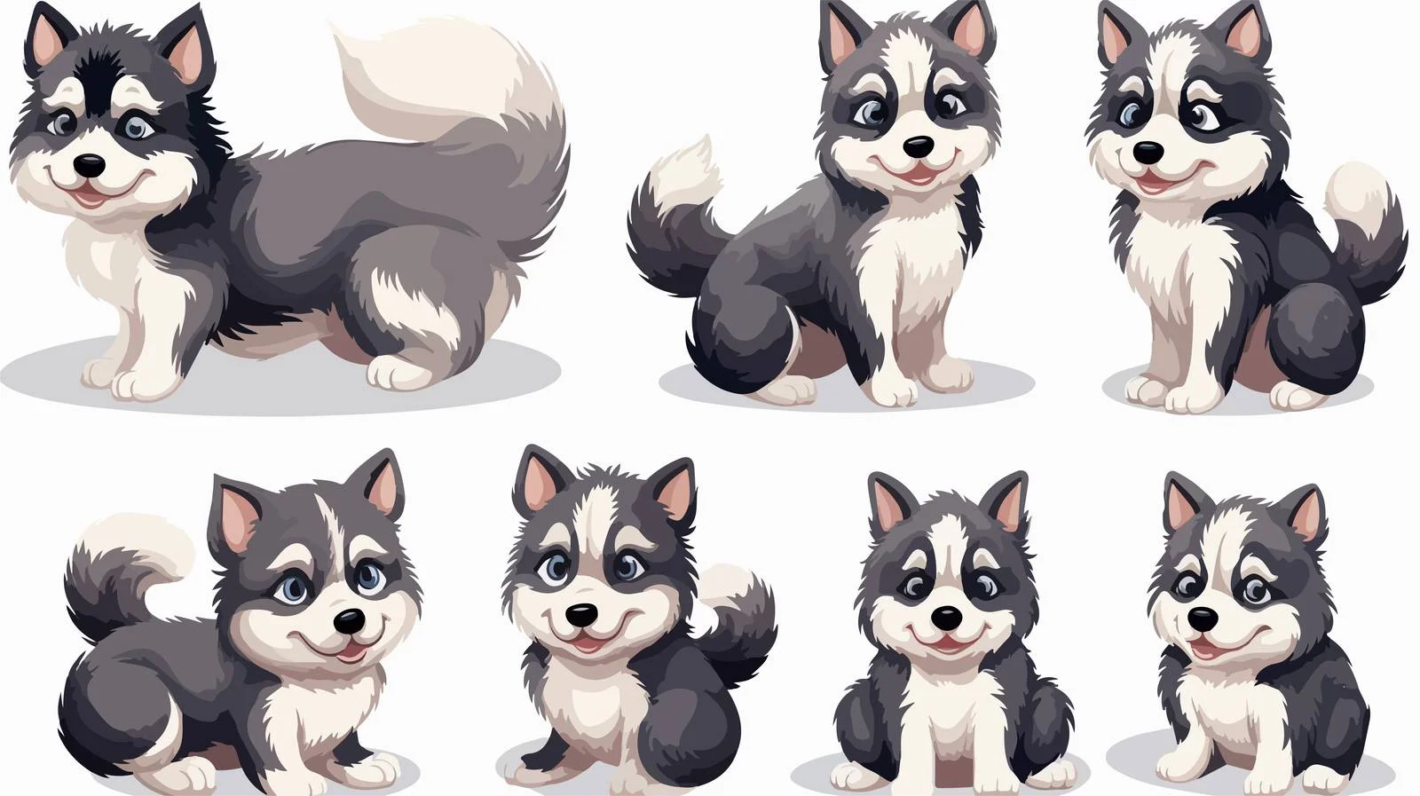 Husky Dog Pose Set — free download from Dotvec