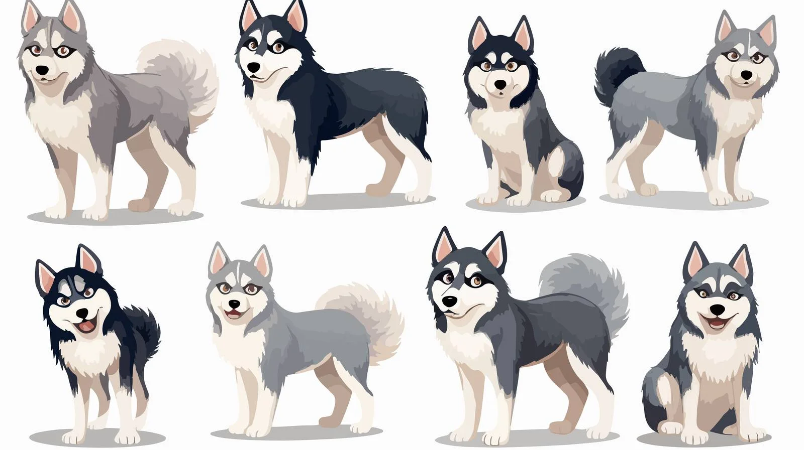 Husky Dog Pose Bundle Collection — free download from Dotvec
