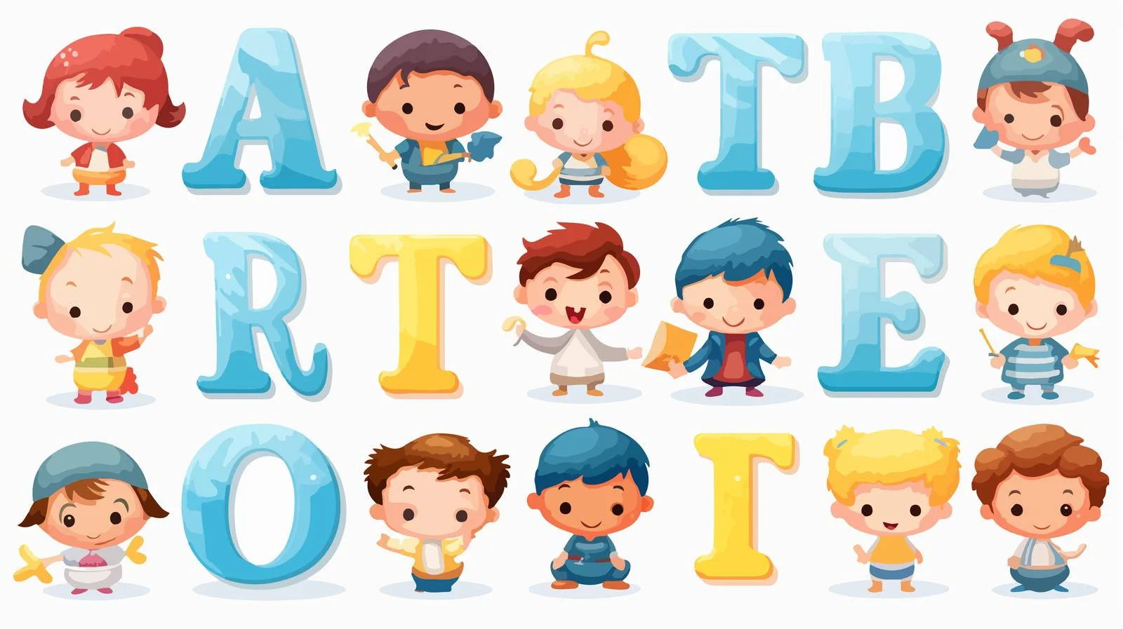 Adorable Alphabet Vector Set for Kids — free download from Dotvec