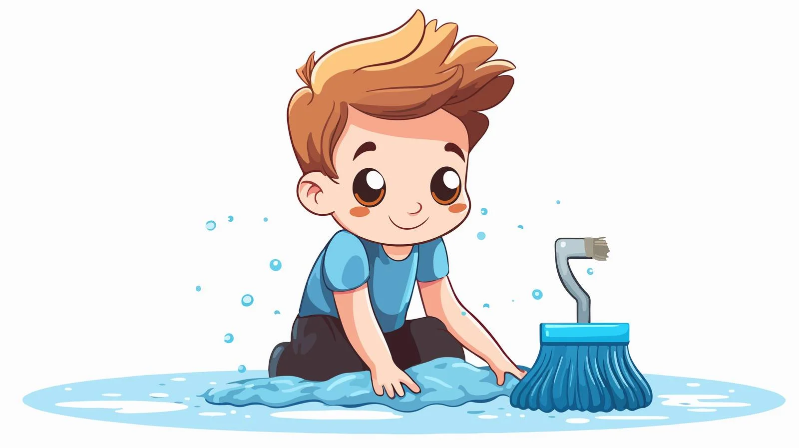 Adorable Kid Cleaning Floor Illustration — free download from Dotvec
