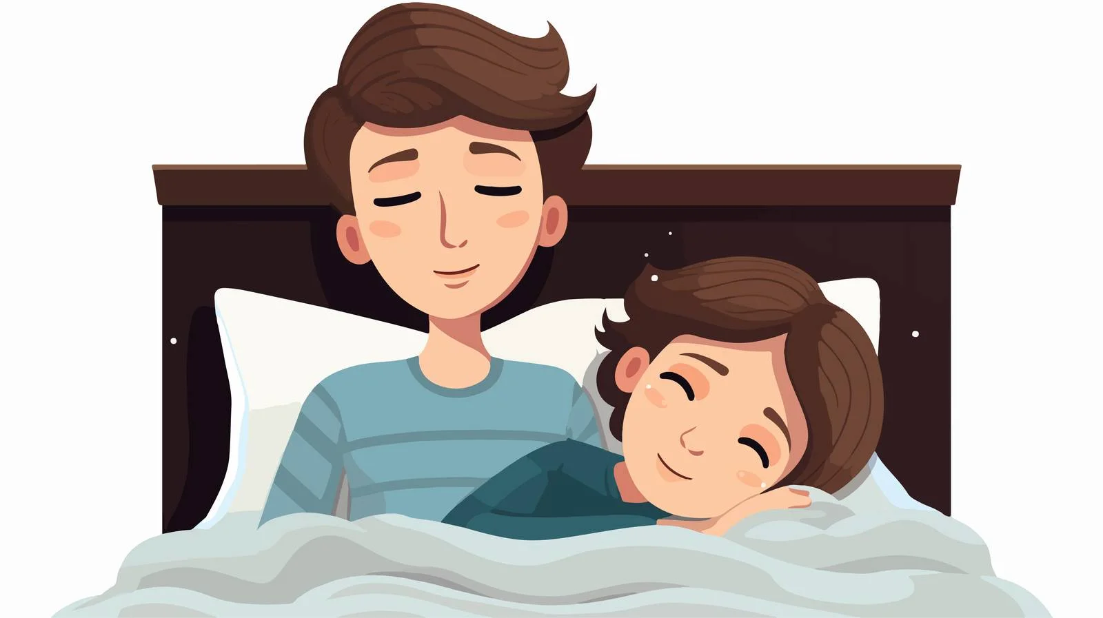 Child Sleeping with Sick Mother Cartoon — free download from Dotvec