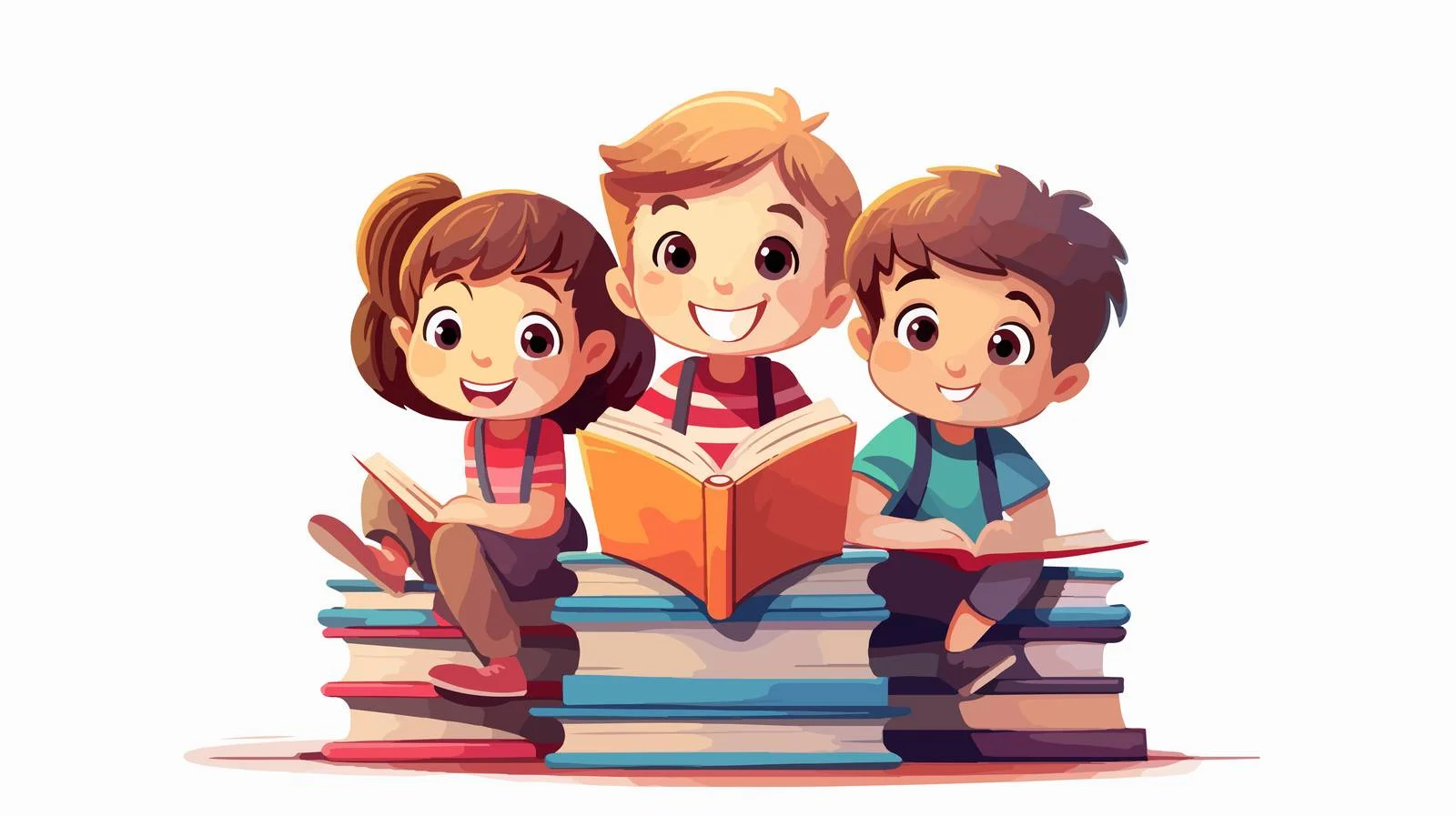 Sweet Kids Engaged in Book Learning — free download from Dotvec