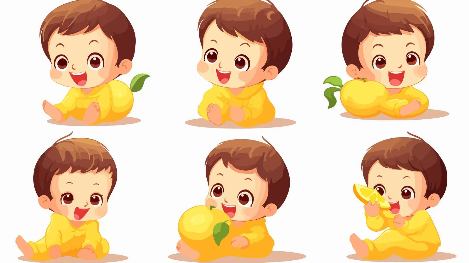 Adorable Baby Eating Sour Lemon Cartoon — free download from Dotvec