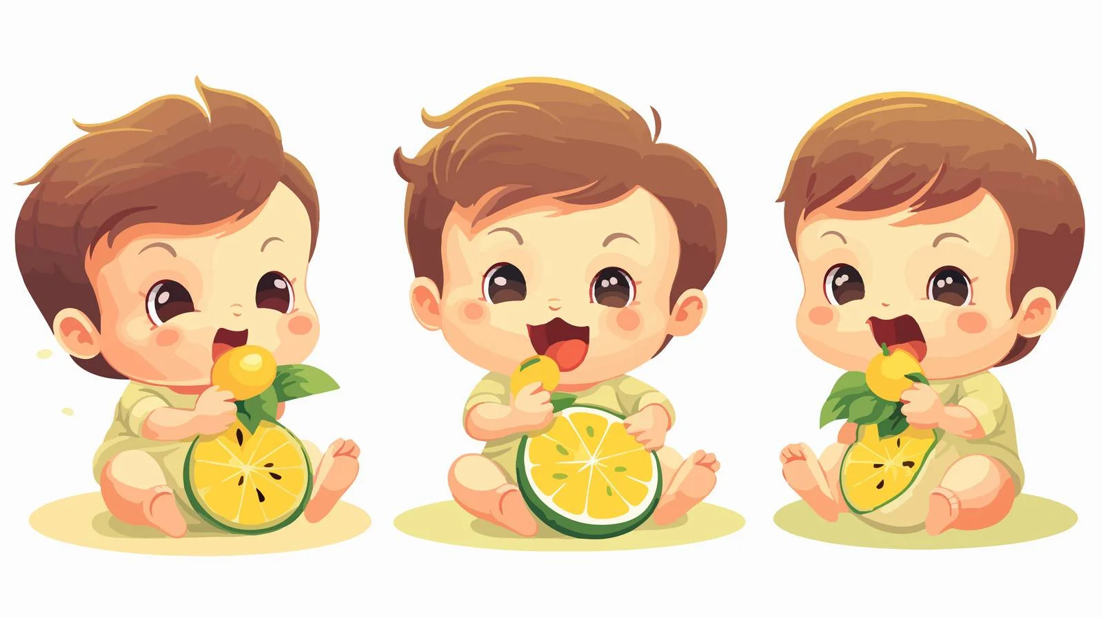 Adorable Baby Eating Fruit Cartoon — free download from Dotvec