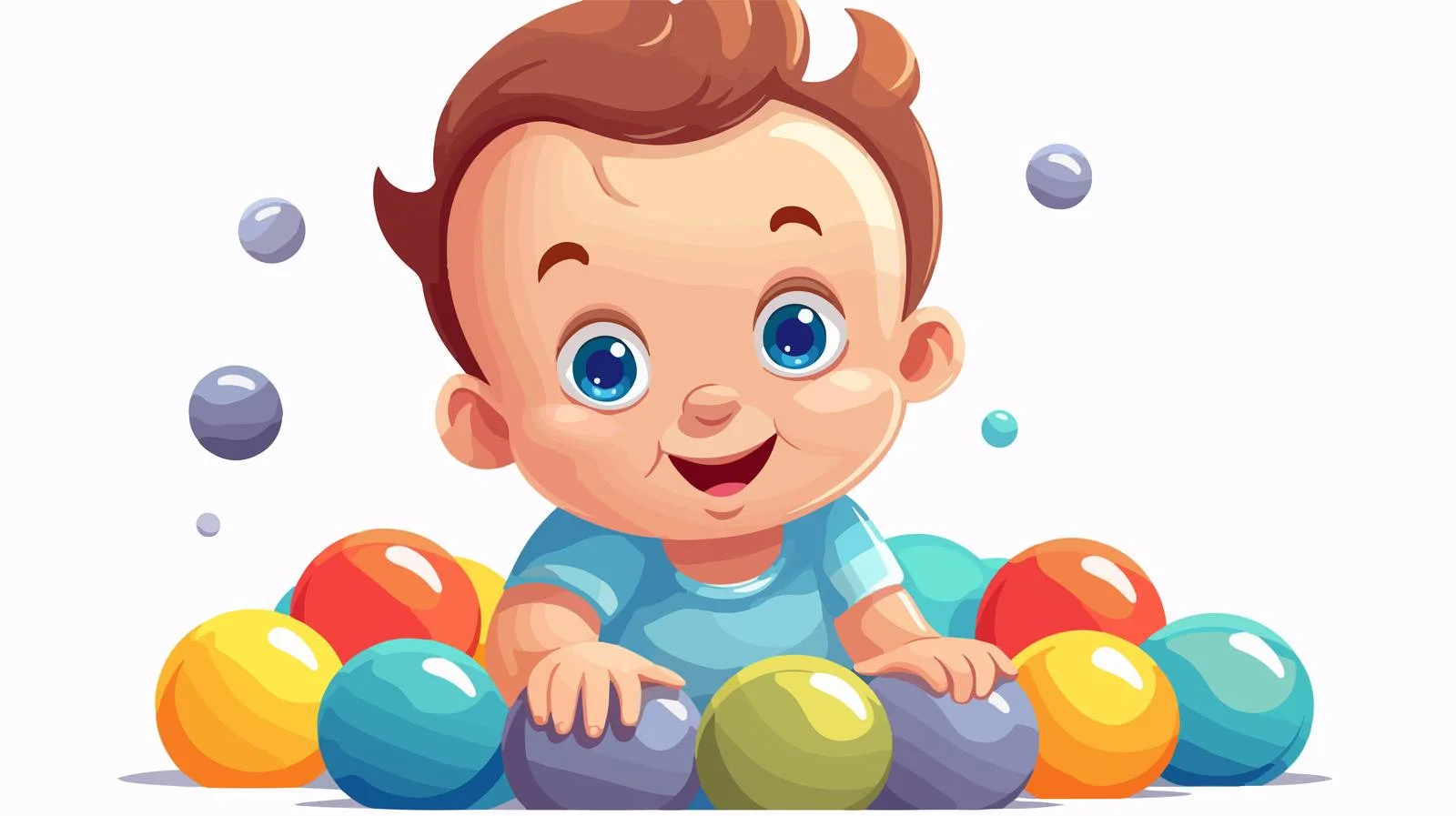 Adorable Baby Boy Playing with Colorful Balls — free download from Dotvec