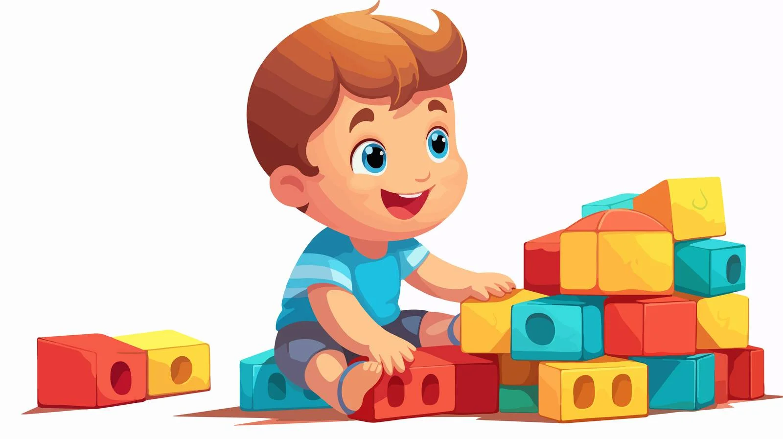 Adorable Baby Boy Playing with Bricks — free download from Dotvec