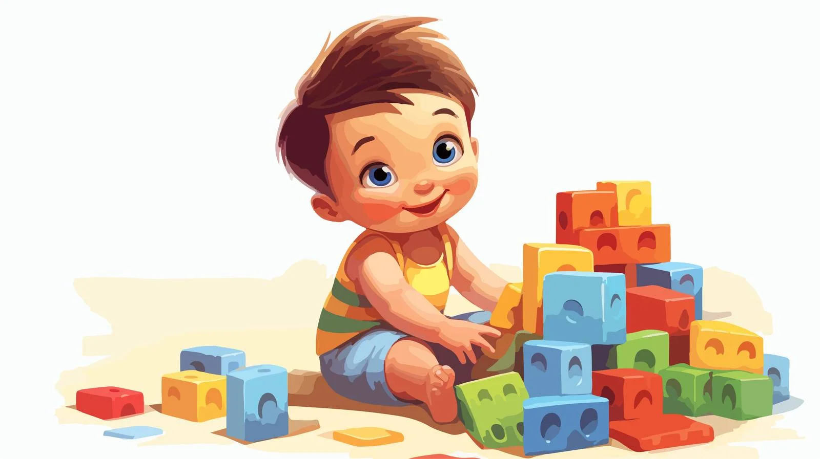 Adorable Baby Playing with Colorful Bricks — free download from Dotvec
