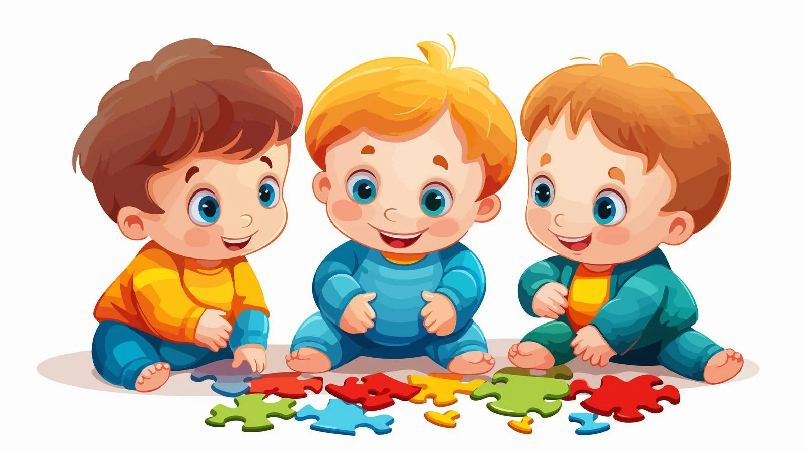 Adorable Baby Playing Colorful Puzzle — free download from Dotvec