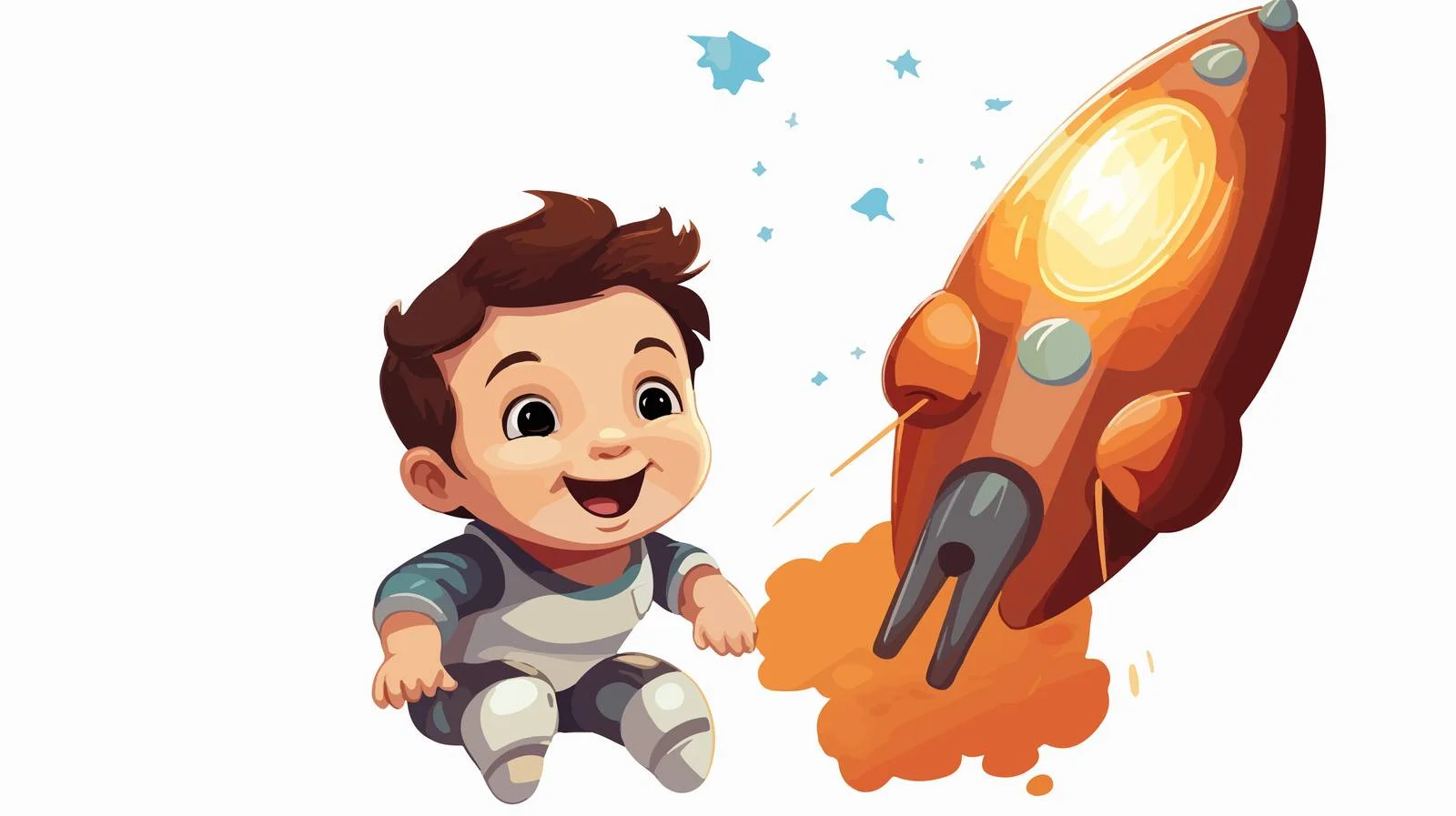 Adorable Baby Playing with Rocket Cartoon — free download from Dotvec