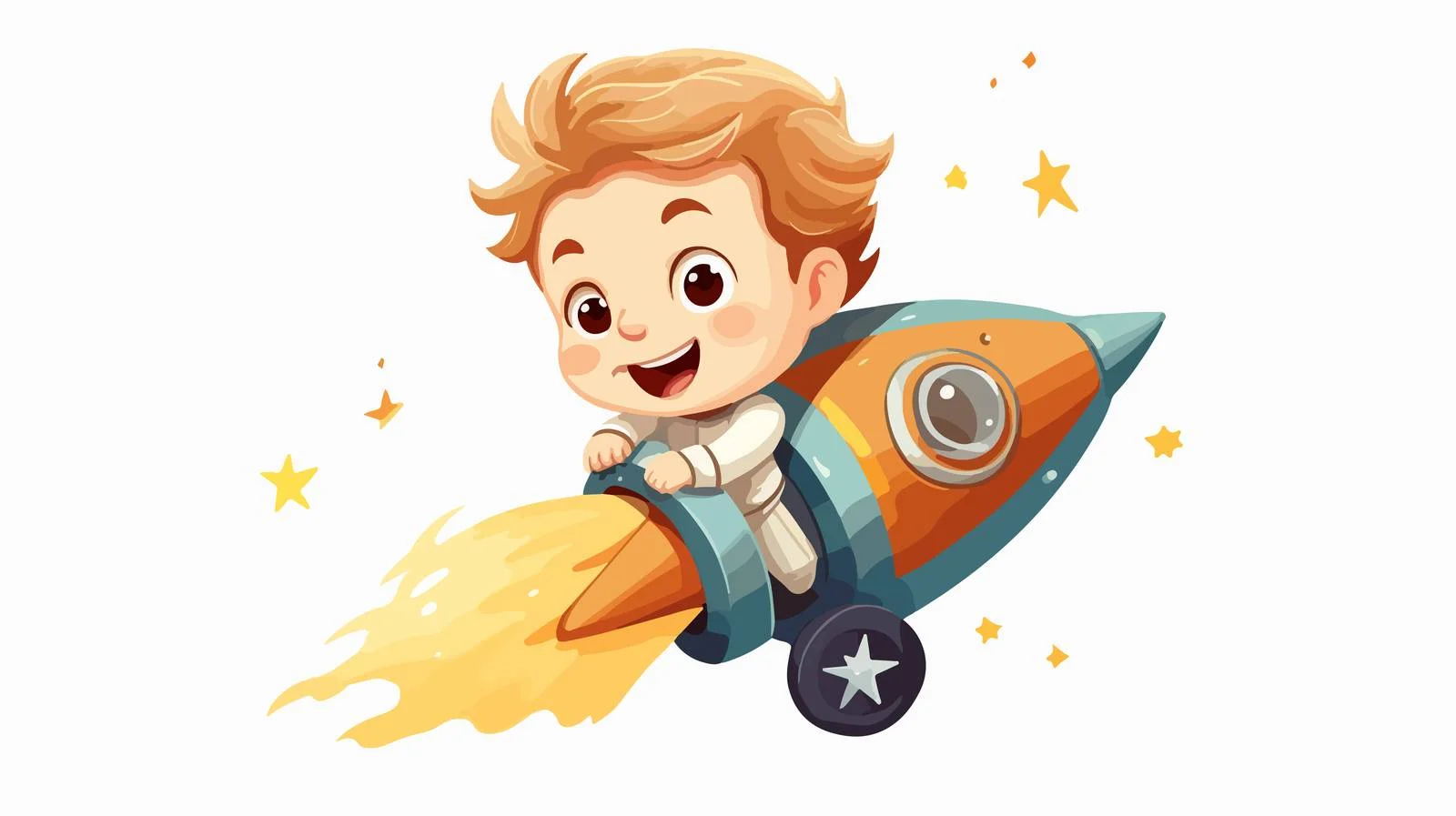 Playful Baby Boy with Rocket Cartoon — free download from Dotvec