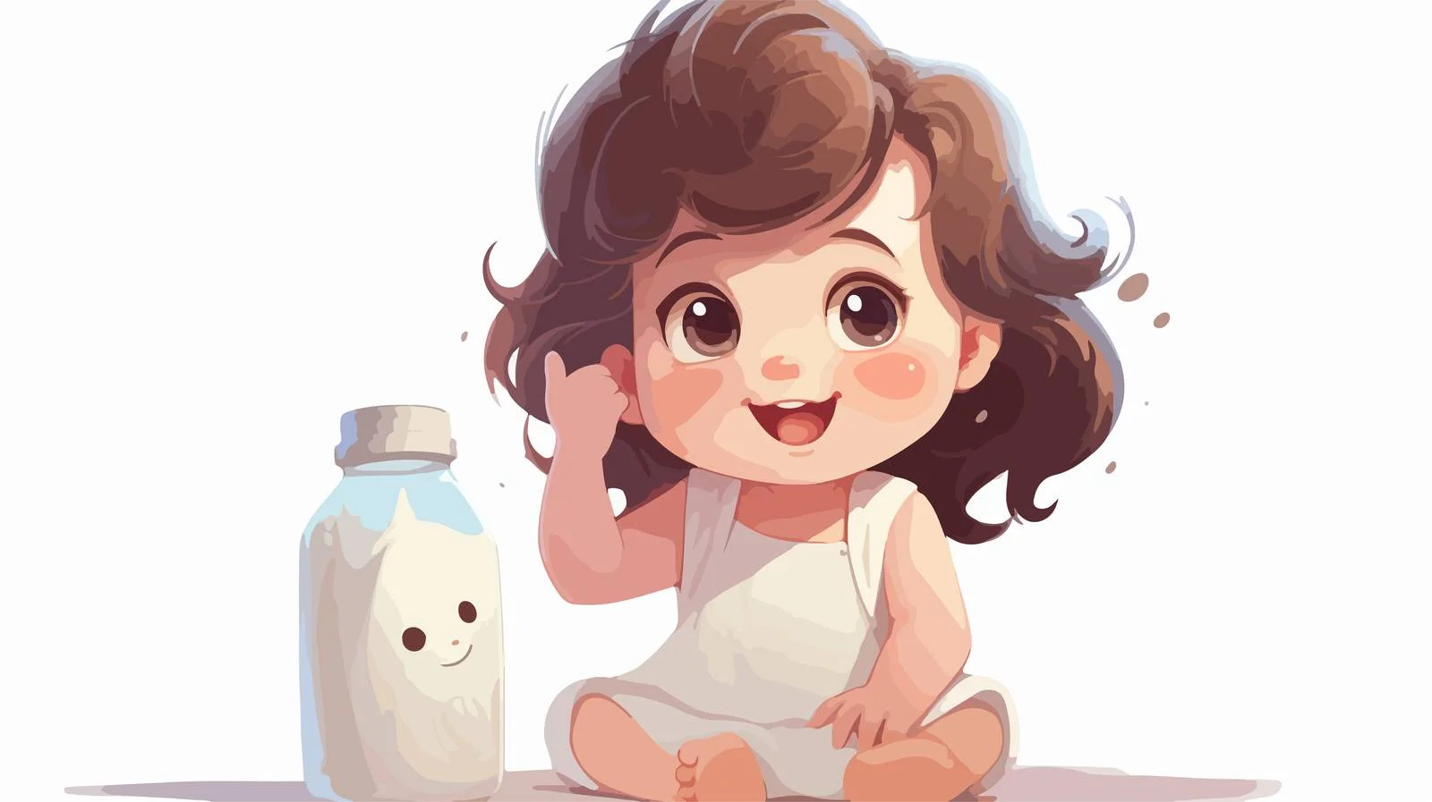 Sad Baby Girl with Milk Bottle — free download from Dotvec