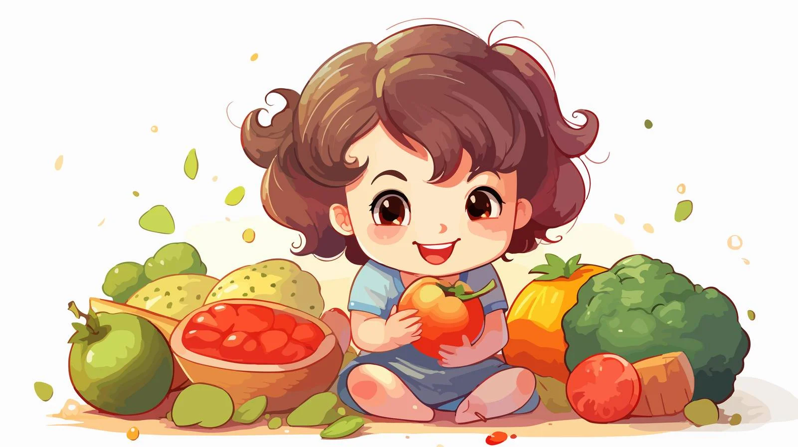 Adorable Baby Eating Healthy Cartoon — free download from Dotvec