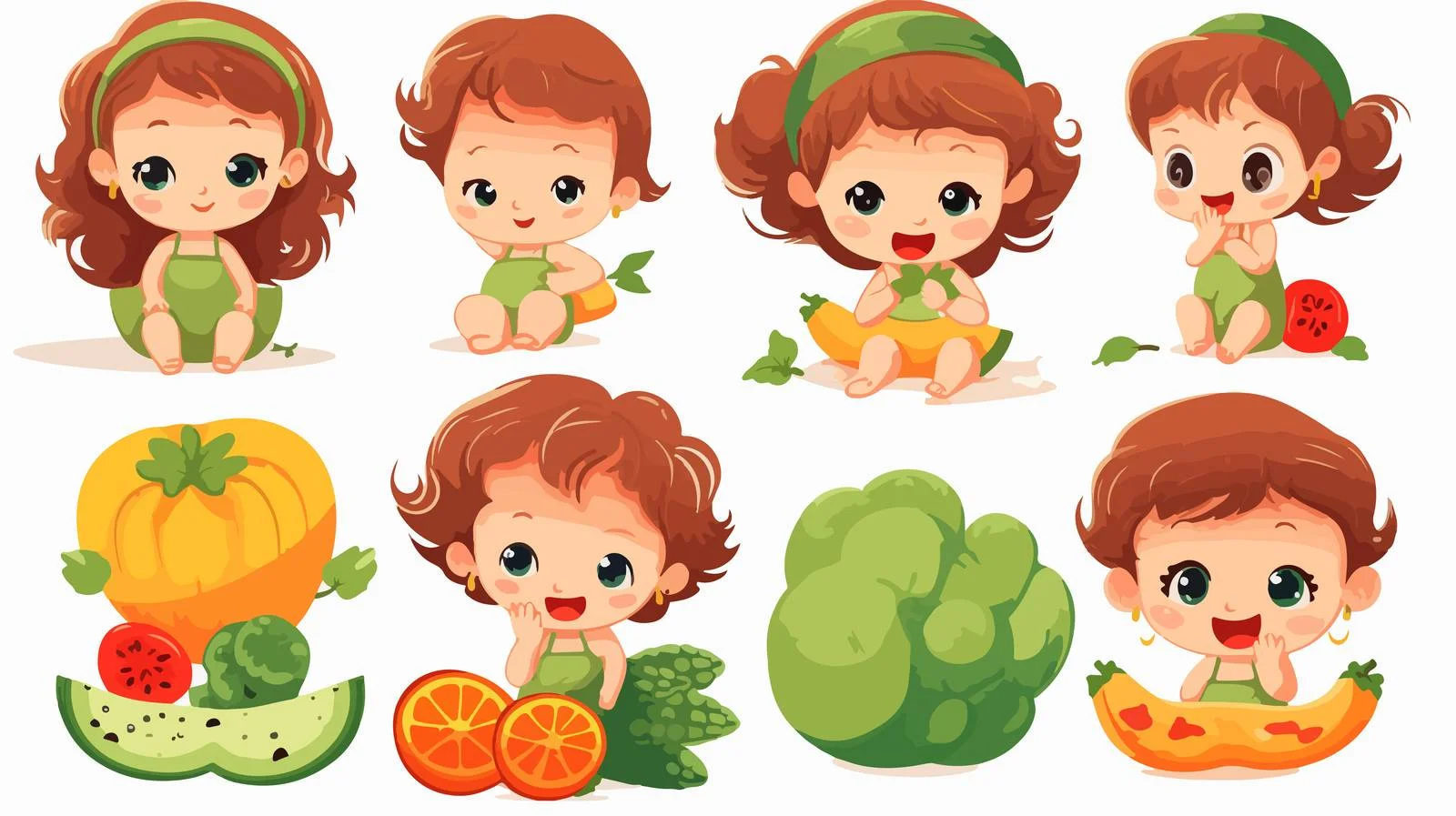 Baby Eating Fruits and Veggies — free download from Dotvec