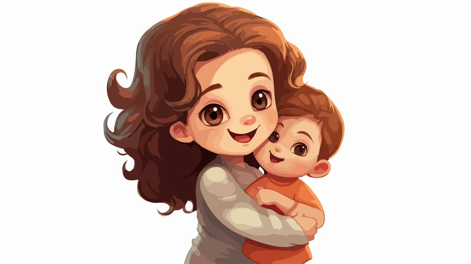 Adorable Baby Girl Hugs Cartoon Sister — free download from Dotvec