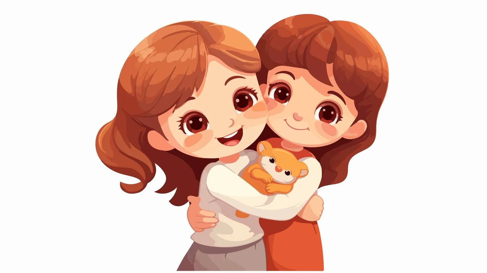 Sweet Baby Girl Hugging Big Sister — free download from Dotvec
