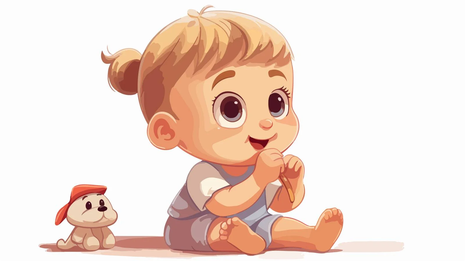 Adorable Baby Girl Chew Toy Cartoon — free download from Dotvec