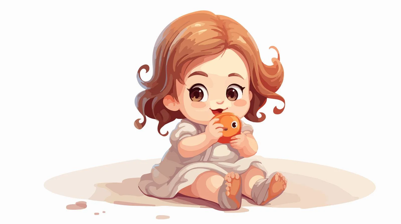 Charming Baby Girl with Chew Toy Cartoon — free download from Dotvec