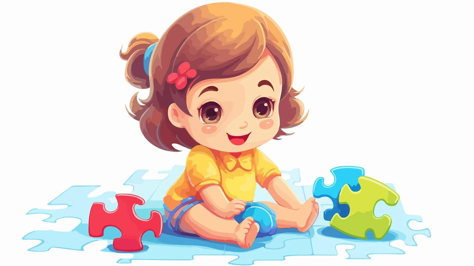 Adorable Baby Playing with Colorful Puzzle — free download from Dotvec